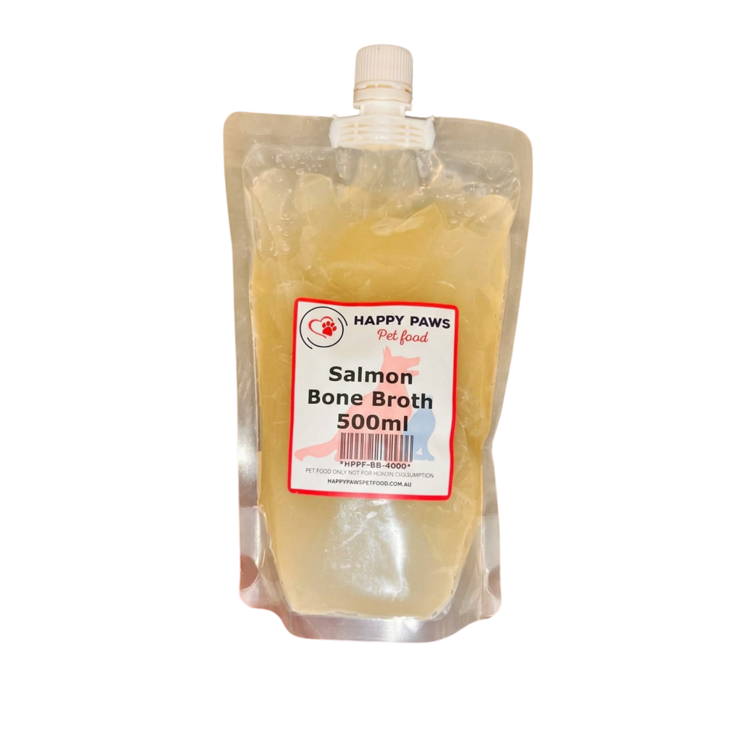 500ml bottle of salmon bone broth pet supplement for joint and skin health