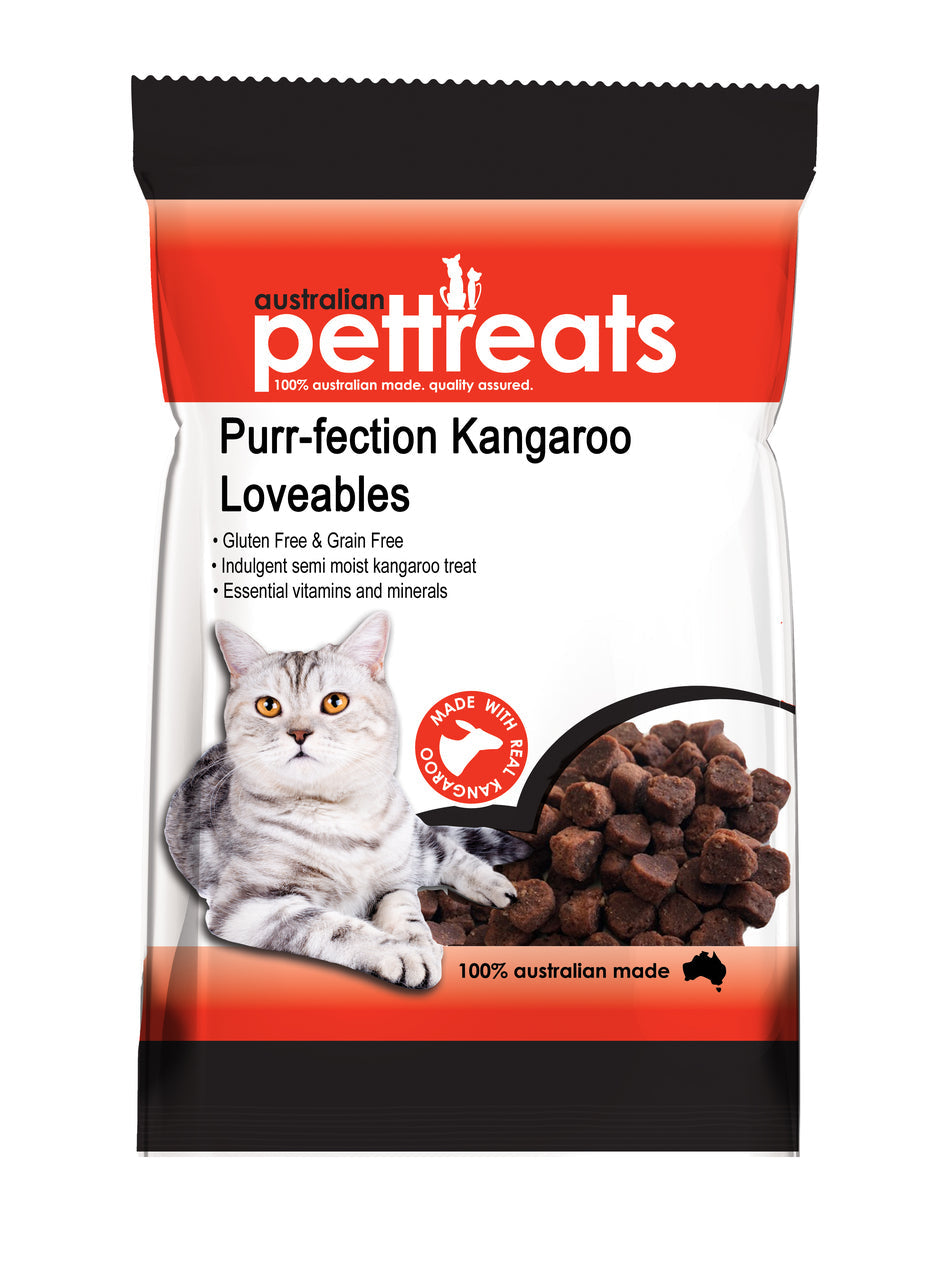 PurrFection Kangaroo Loveables 80g gluten-free cat treats with kangaroo and chicken meat