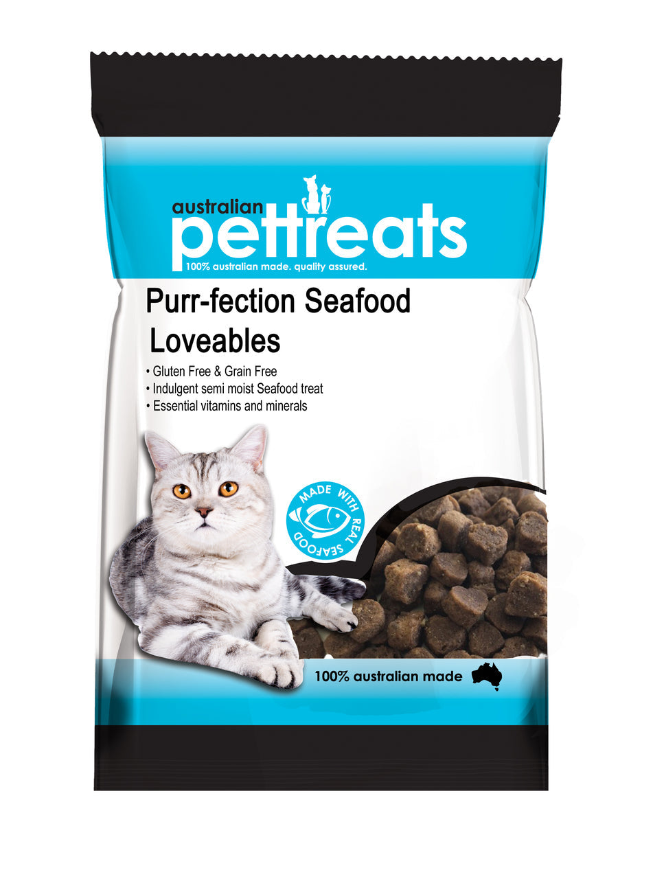 Purr Fection Seafood Loveables 80g gluten-free cat treats with tuna and chicken meat