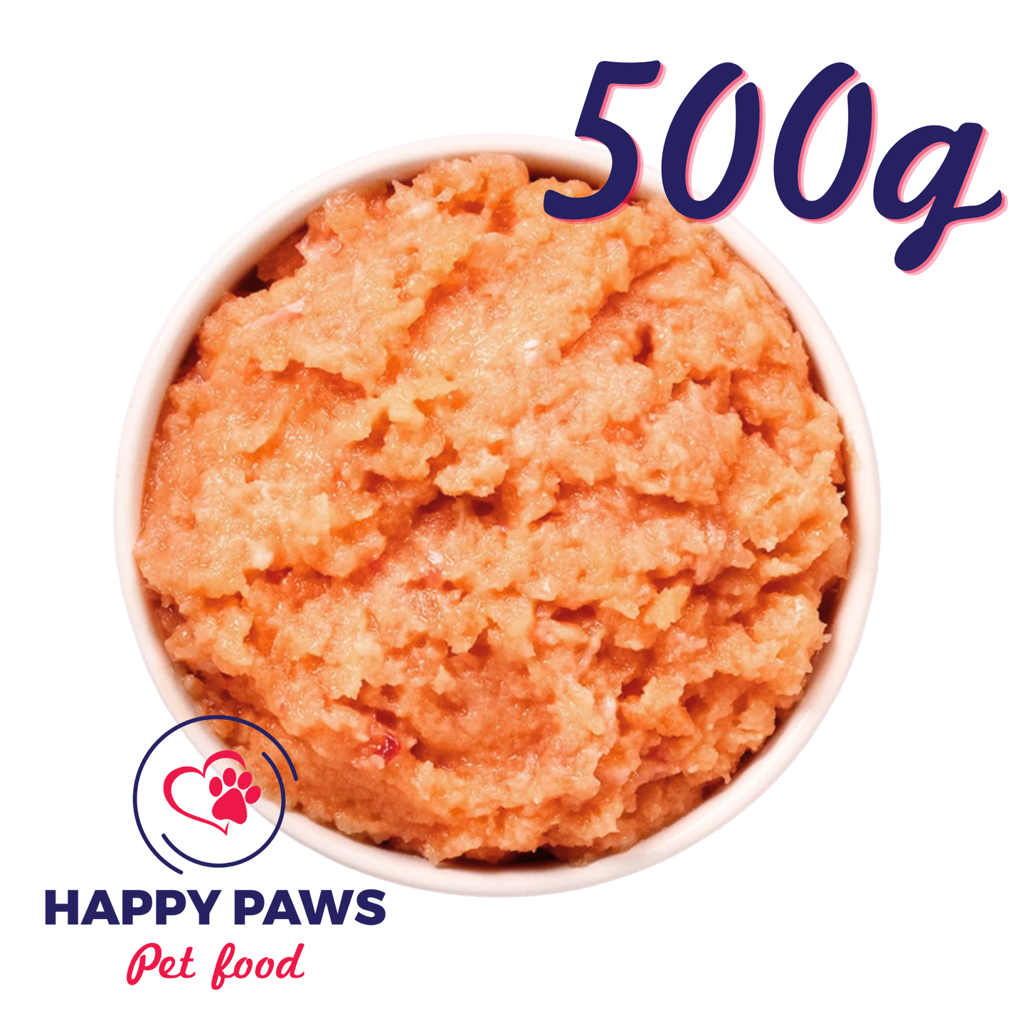 500g vacuum-sealed pack of wild caught salmon mince for dog food rich in omega-3 and natural protein
