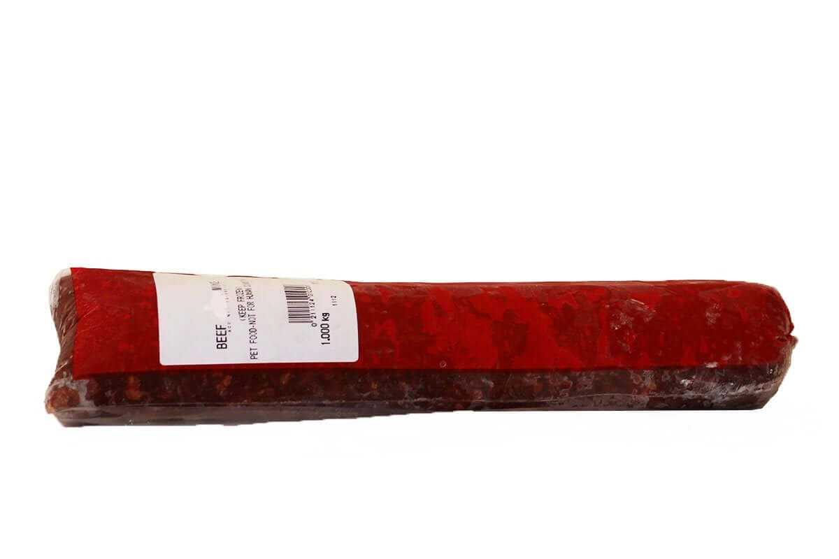 Beef Mince 1kg Roll frozen minced beef meat with 15 percent bone in red packaging