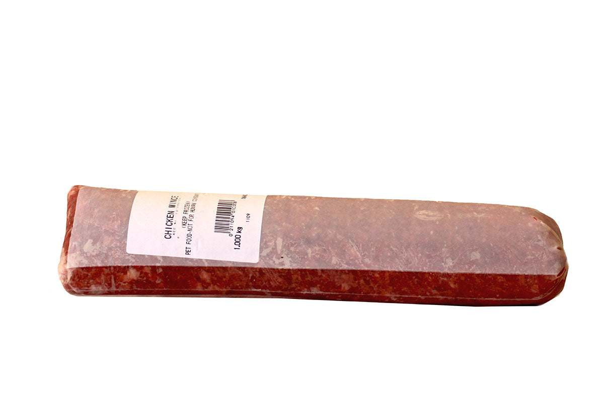 1kg roll of chicken mince meat with 15% bone content in vacuum packaging