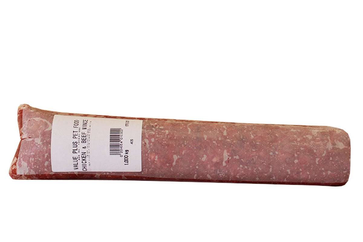 1kg roll of chicken and beef mince with soft bones and cartilage