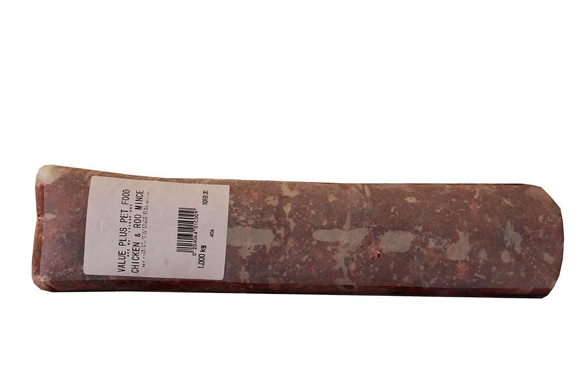 1kg roll of chicken and roo mince pet food