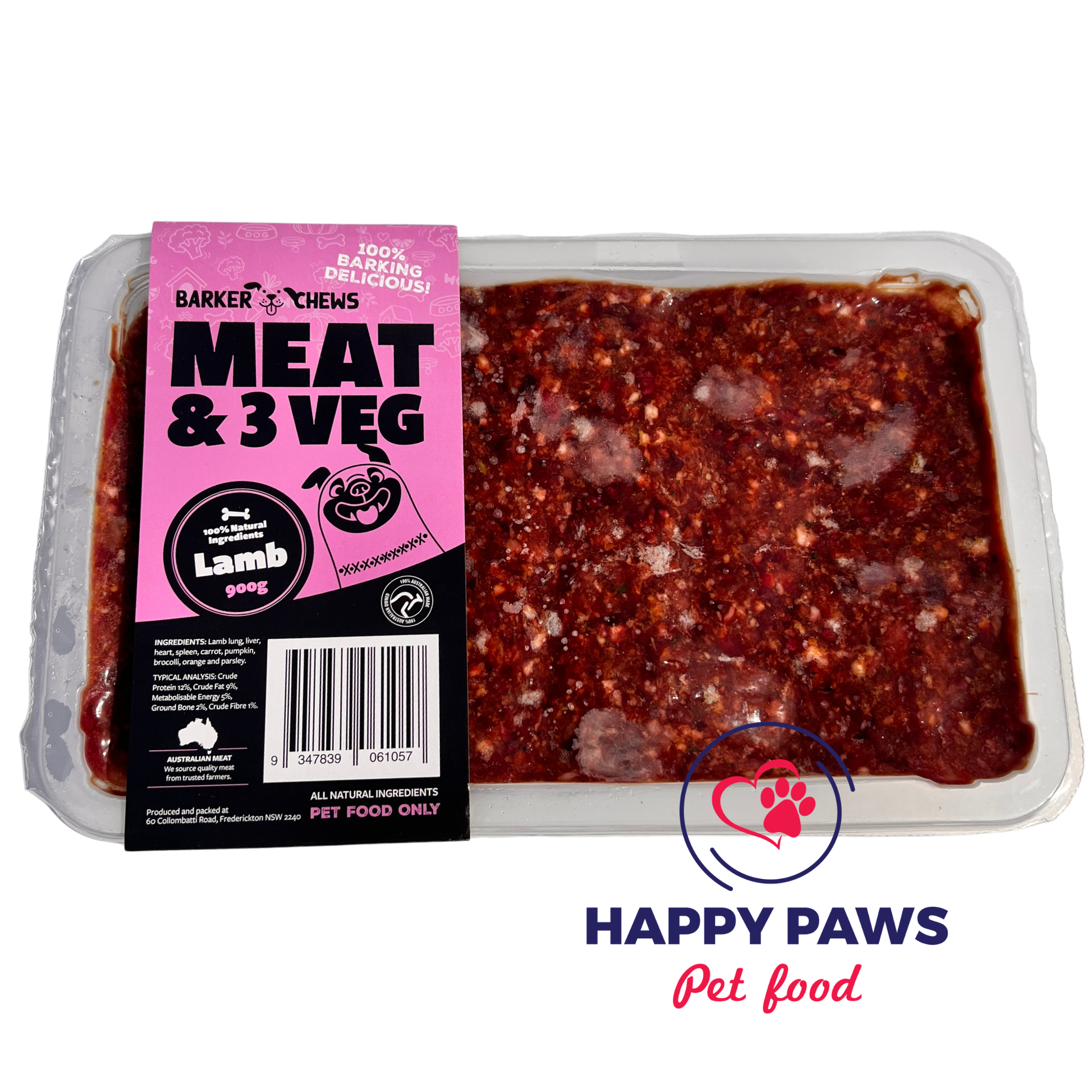 Barker Chews - Lamb raw dog chew with Australian lamb and vegetables for natural nutrition