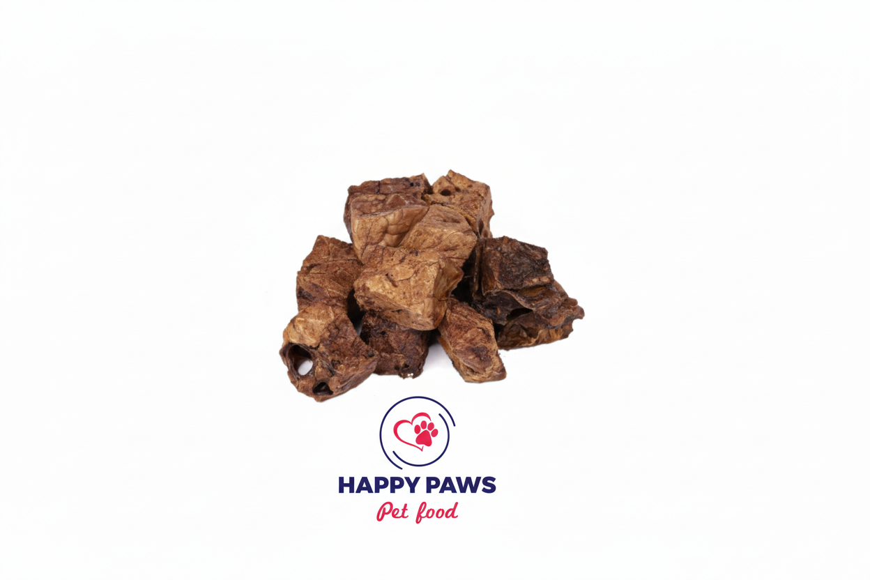 500g pack of low-fat high-protein Australian Beef Cubes dog treats made from 100% beef lung